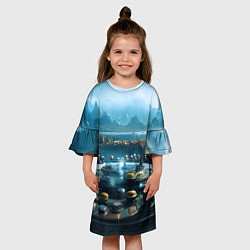 Платье клеш для девочки Инопланетный реактор, цвет: 3D-принт — фото 2
