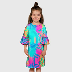 Платье клеш для девочки Кислотный тай-дай: паттерн, цвет: 3D-принт — фото 2