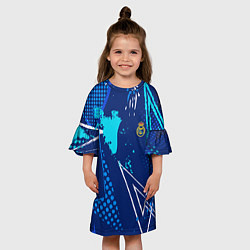 Платье клеш для девочки Реал Мадрид фк эмблема, цвет: 3D-принт — фото 2