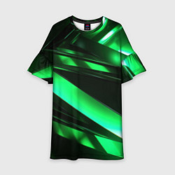 Платье клеш для девочки Зеленая неоновая абстракция, цвет: 3D-принт