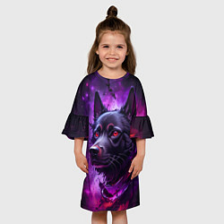 Платье клеш для девочки Собака космос, цвет: 3D-принт — фото 2