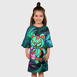 Платье клеш для девочки Кровожадный мишутка-вуду, цвет: 3D-принт — фото 2