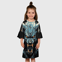 Платье клеш для девочки Fantasy blue wolf, цвет: 3D-принт — фото 2