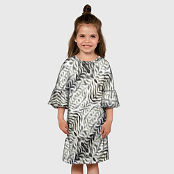 Платье клеш для девочки Черно-белые складки, цвет: 3D-принт — фото 2
