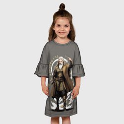 Платье клеш для девочки Бог Odin - мифы древних славян, цвет: 3D-принт — фото 2