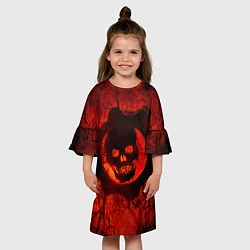 Платье клеш для девочки Gears of War красный, цвет: 3D-принт — фото 2