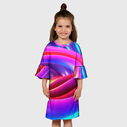 Платье клеш для девочки Неоновая вязкая текстура, цвет: 3D-принт — фото 2