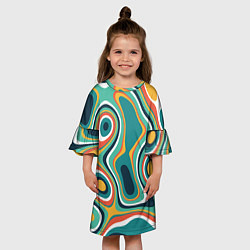 Платье клеш для девочки Разлитая краска разводами, цвет: 3D-принт — фото 2