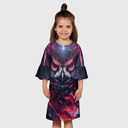 Платье клеш для девочки Сова взгляд краска, цвет: 3D-принт — фото 2