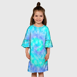 Платье клеш для девочки Тай дай морская волна, цвет: 3D-принт — фото 2