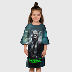 Платье клеш для девочки Payday 3 crazy bear, цвет: 3D-принт — фото 2