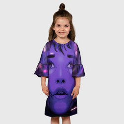 Платье клеш для девочки Девушка в кибер сити, цвет: 3D-принт — фото 2