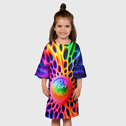 Платье клеш для девочки Паутина абстракция, цвет: 3D-принт — фото 2