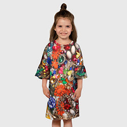 Платье клеш для девочки Камни и драгоценности, цвет: 3D-принт — фото 2