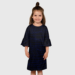 Платье клеш для девочки Текстура черно-синий, цвет: 3D-принт — фото 2