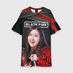 Платье клеш для девочки Rose Blackpink black red, цвет: 3D-принт