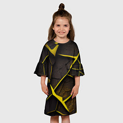 Платье клеш для девочки Угольные разломы, цвет: 3D-принт — фото 2