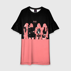 Платье клеш для девочки BLACK PINK на черно-розовом, цвет: 3D-принт
