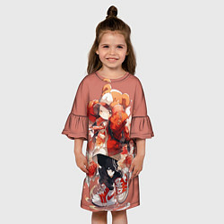 Платье клеш для девочки Милая аниме мишка, цвет: 3D-принт — фото 2