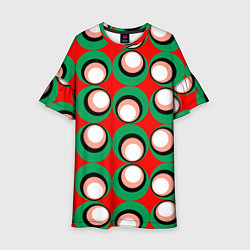 Платье клеш для девочки Орнамент из контрастных кругов, цвет: 3D-принт