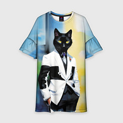 Платье клеш для девочки Cat fashionista - neural network - pop art, цвет: 3D-принт