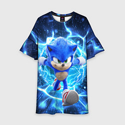 Платье клеш для девочки Sonic electric waves, цвет: 3D-принт