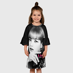 Платье клеш для девочки Blackpink Lisa Business card, цвет: 3D-принт — фото 2
