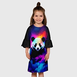 Платье клеш для девочки Панда и краски, цвет: 3D-принт — фото 2