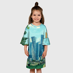 Платье клеш для девочки Москва-сити Ван Гог, цвет: 3D-принт — фото 2