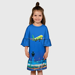 Платье клеш для девочки S7 Боинг 737, цвет: 3D-принт — фото 2