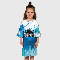 Платье клеш для девочки Fortnite Logo Paint, цвет: 3D-принт — фото 2