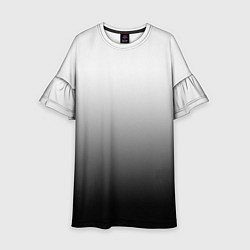 Платье клеш для девочки Бело-чёрный градиент, цвет: 3D-принт