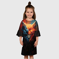 Платье клеш для девочки Котик выглядывает из шерсти, цвет: 3D-принт — фото 2