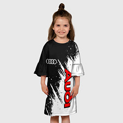 Платье клеш для девочки Ауди - белые потертости, цвет: 3D-принт — фото 2