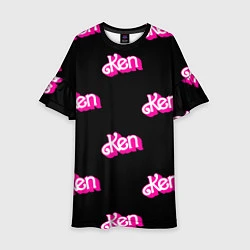 Платье клеш для девочки Логотип Кен - патерн, цвет: 3D-принт