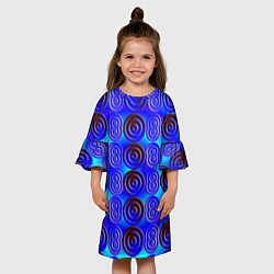 Платье клеш для девочки Синий шашечный мотив, цвет: 3D-принт — фото 2