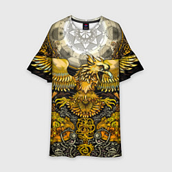 Платье клеш для девочки Золотой орёл - славянский орнамент, цвет: 3D-принт