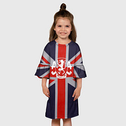 Платье клеш для девочки Asking Alexandria британский флаг, цвет: 3D-принт — фото 2