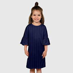 Платье клеш для девочки Серьезный тёмно-синий полосы, цвет: 3D-принт — фото 2
