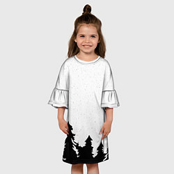 Платье клеш для девочки Стилизация ёлки зима, цвет: 3D-принт — фото 2