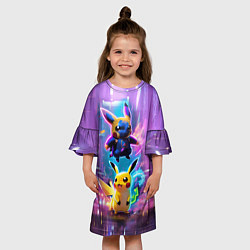 Платье клеш для девочки Суровая сущность маленького милого пикачу - нейрос, цвет: 3D-принт — фото 2
