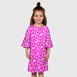 Платье клеш для девочки Логотип Барби - буква B, цвет: 3D-принт — фото 2