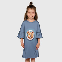 Платье клеш для девочки Забавный плюшевый мишка, цвет: 3D-принт — фото 2