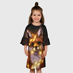 Платье клеш для девочки Лисенок в гирлянде, цвет: 3D-принт — фото 2