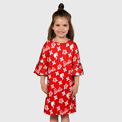 Платье клеш для девочки Барби паттерн красный, цвет: 3D-принт — фото 2