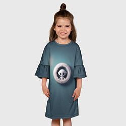 Платье клеш для девочки Забавный зеленоглазый пришелец, цвет: 3D-принт — фото 2