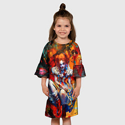 Платье клеш для девочки Клоун девушка, цвет: 3D-принт — фото 2