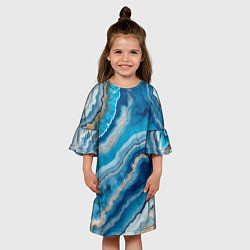 Платье клеш для девочки Текстура голубого океанического агата, цвет: 3D-принт — фото 2