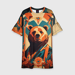 Платье клеш для девочки Гордый медведь, цвет: 3D-принт