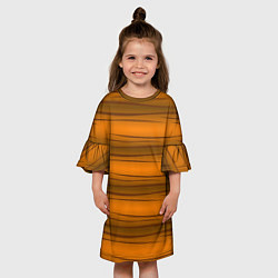 Платье клеш для девочки Текстура бревна горизонтальные, цвет: 3D-принт — фото 2